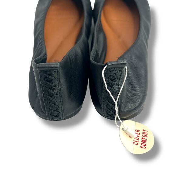 Lucky Brand Emmielou Ballet Flats Size 7 Black leather round toe scrunch minimal - Picture 8 of 9